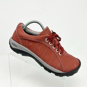 KEEN Womens Low Top Hiking Trail Shoes Red Lace Up Toe Bumper Sneakers 10